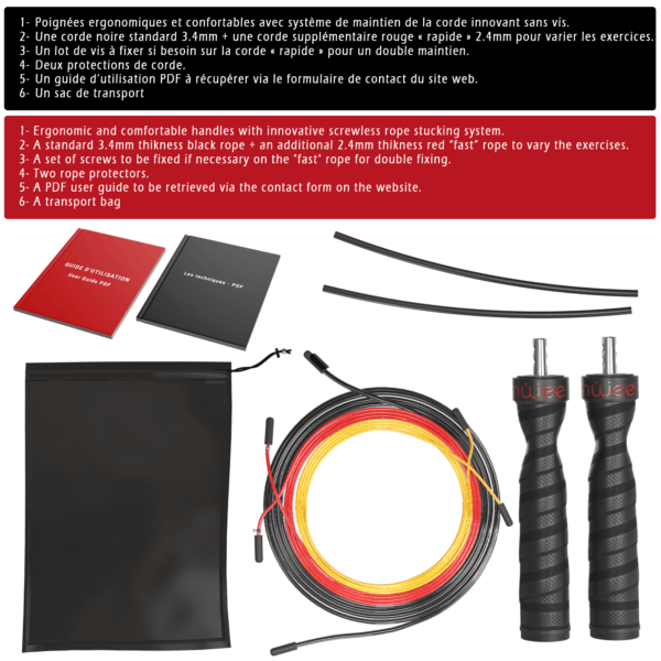 ténwee - Focoun2, la corde à sauter fitpro 3cordes  (rapide + lourde) – Image 3